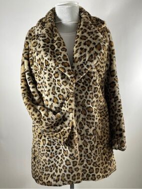 Lulus Leopard Faux Fur Coat — Size Medium L/S